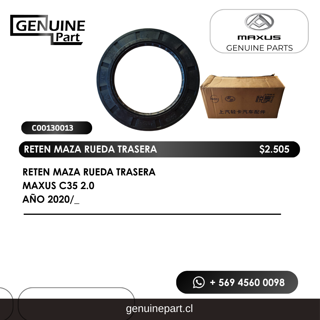 Retén Maza Rueda Trasera Maxus C35 2.0 (2020/_)