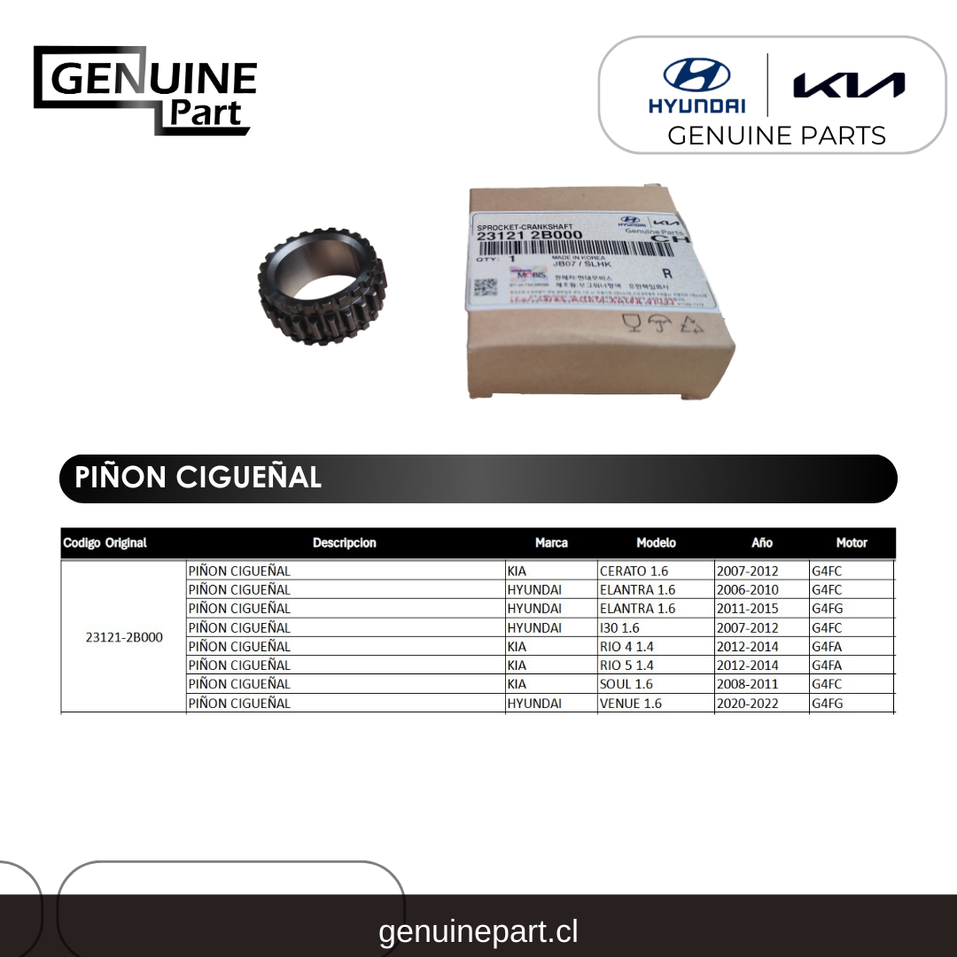 Piñón Cigüeñal Hyundai Kia Original 23121-2B000