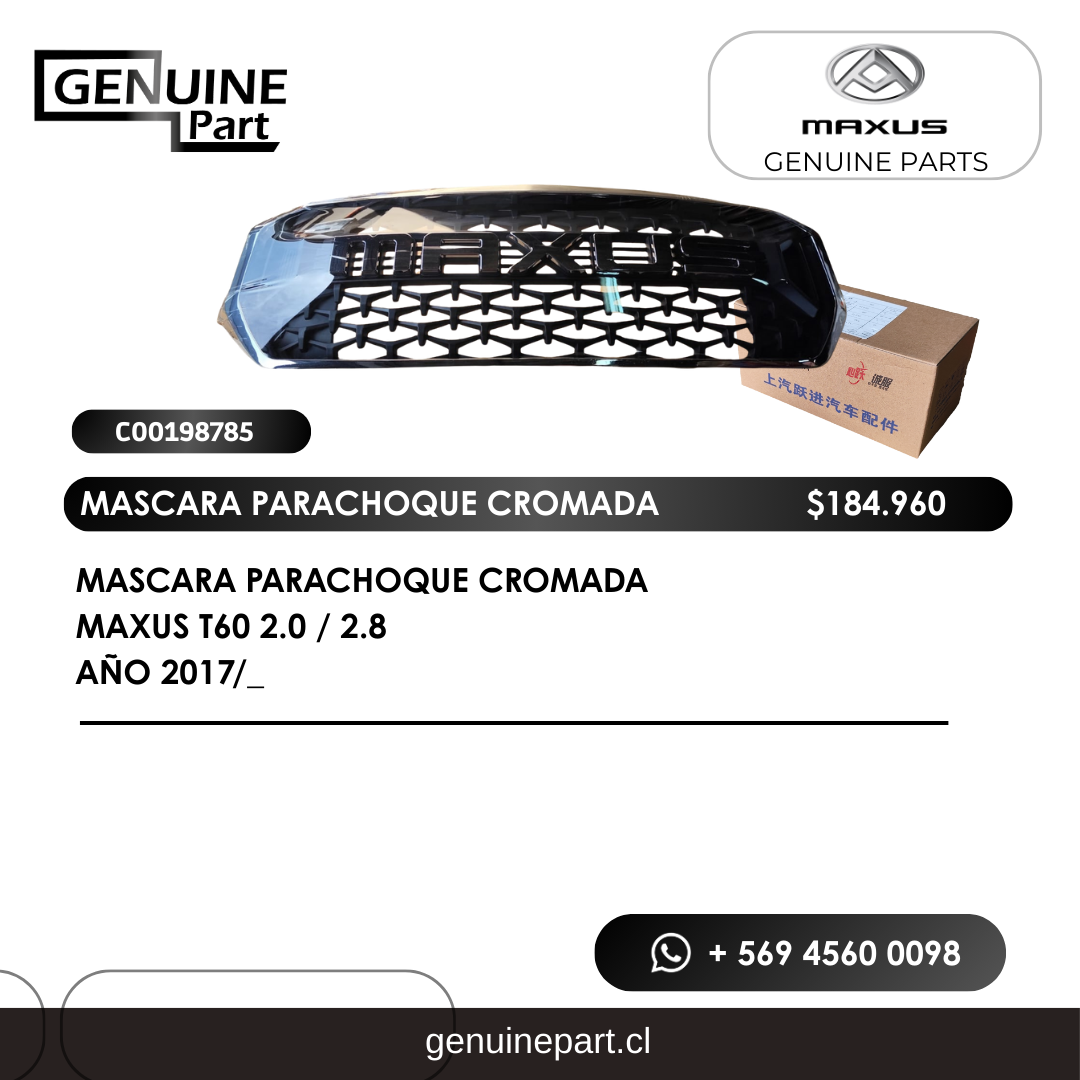 Máscara Parachoque Cromada Maxus T60 2.0 / 2.8 (2017/_)