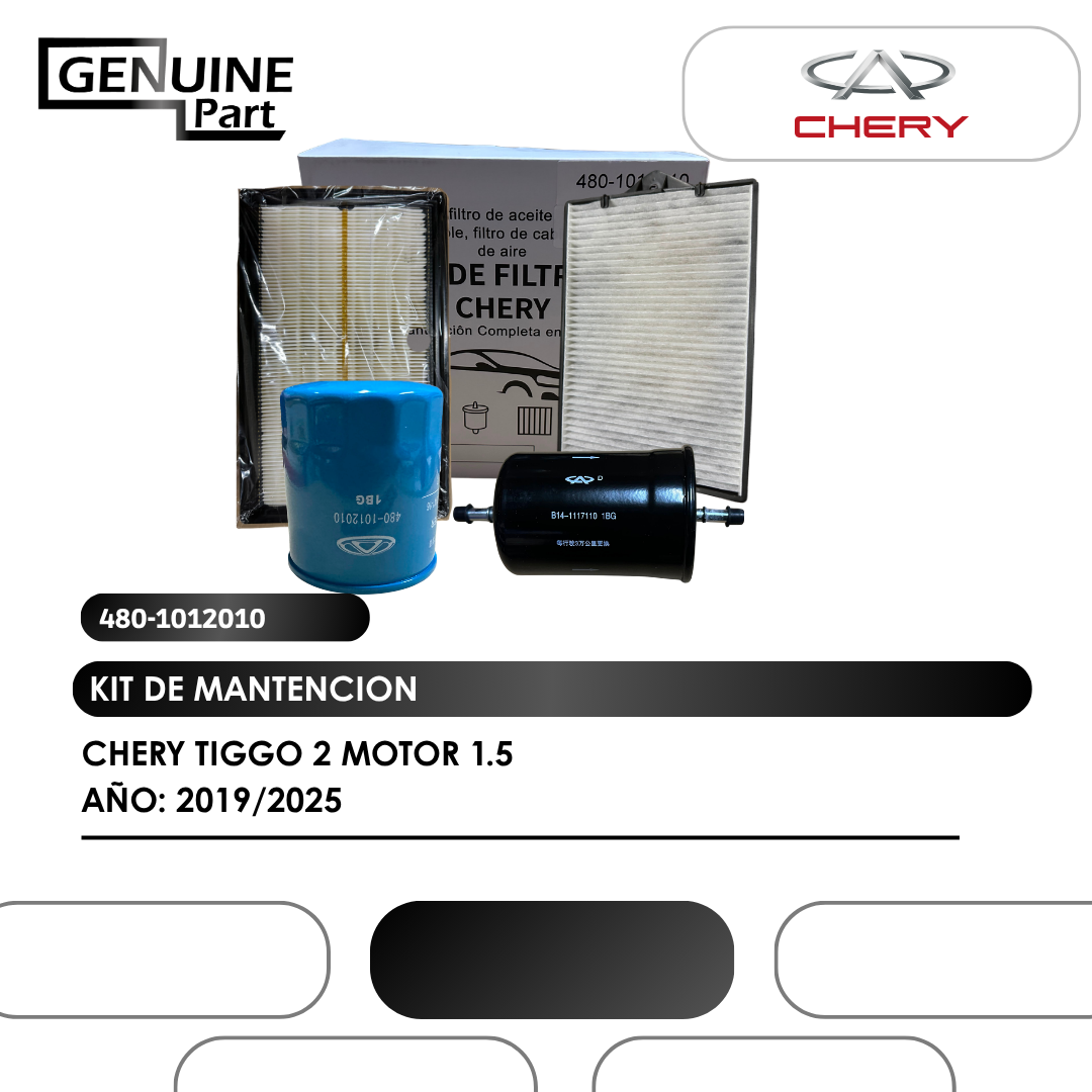 KIT DE MANTENCION (FILTROS) CHERY TIGGO 2 MOTOR 1.5 (2019/2025)