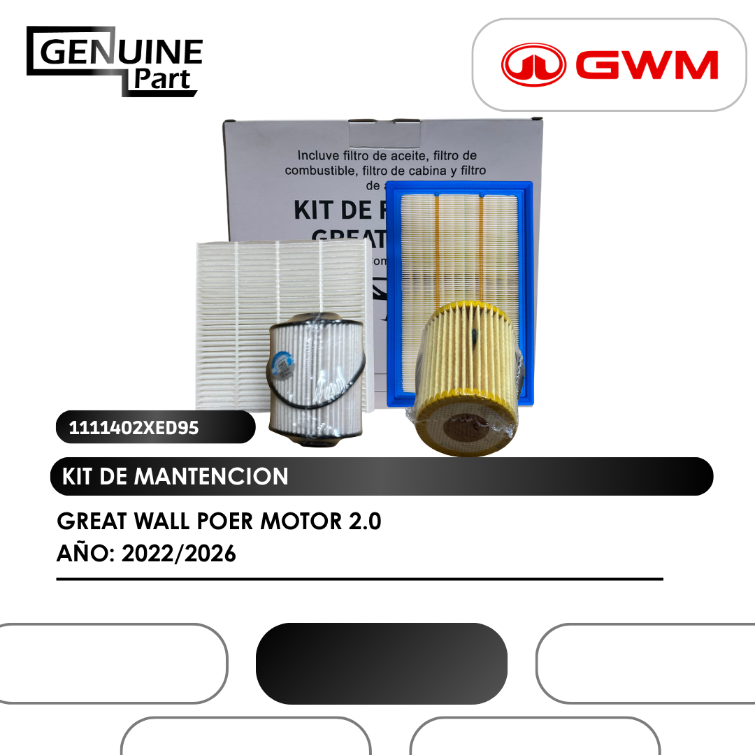 KIT DE MANTENCION (FILTROS) GREAT WALL POER MOTOR 2.0 (2019/2023) EURO 5