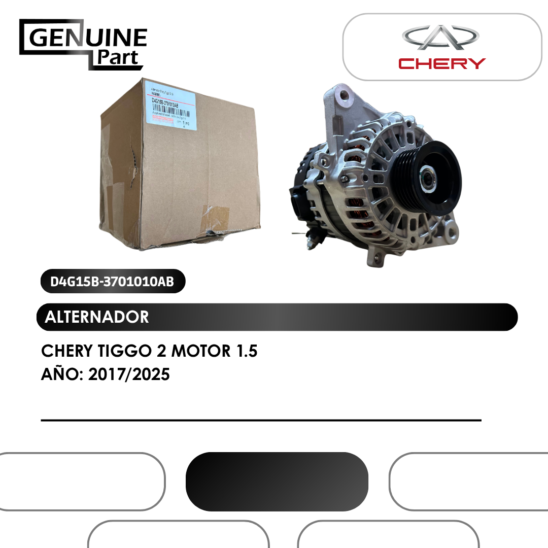 ALTERNADOR CHERY TIGGO 2 MOTOR 1.5 (2017/2025)